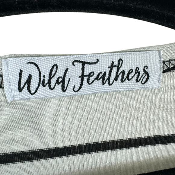 Wild Feathers Striped Animal Print Long Sleeve Lightweight Open Blouse Size XL - Picture 6 of 7